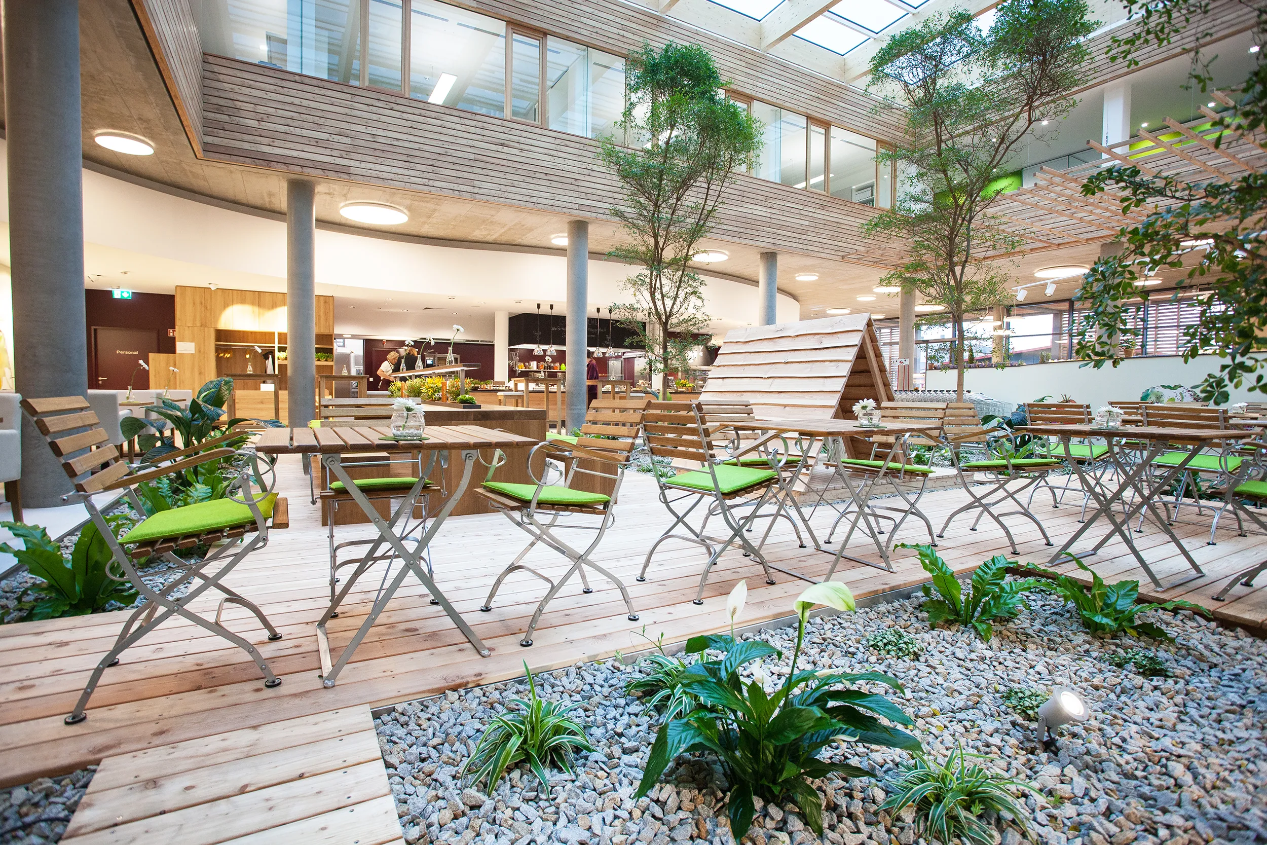 Blick in die Grüne Mitte und auf die Genussküche